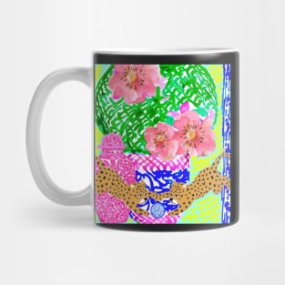 Playing cheetah cubs and chinoiserie jar Mug